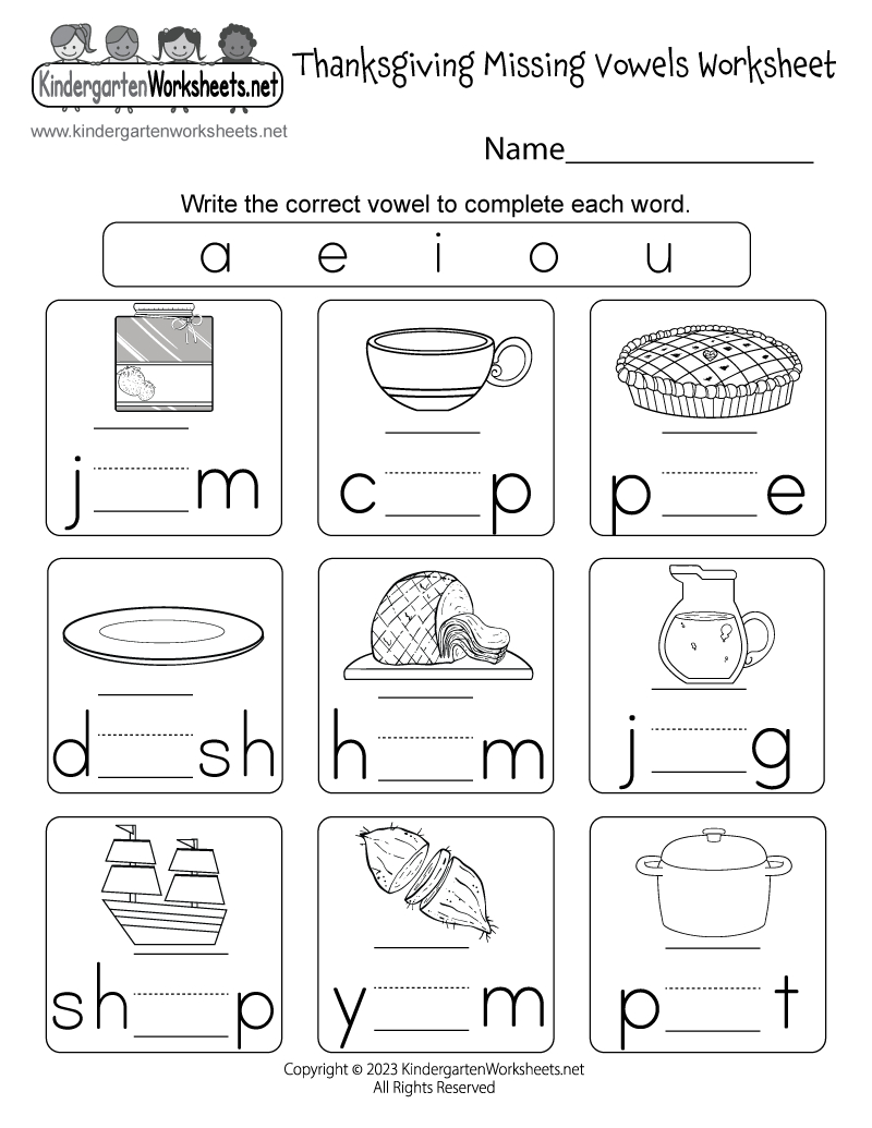 Free Printable Thanksgiving Phonics Worksheet for Kindergarten Worksheets Free Printable Phonics