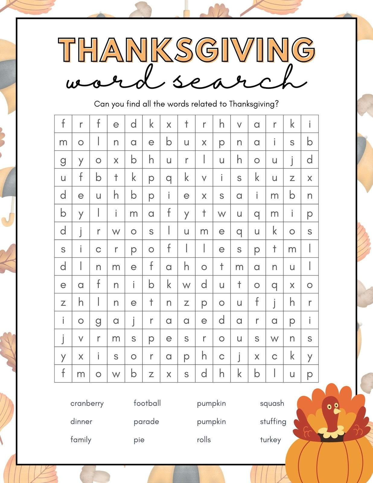 Free Printable Thanksgiving Worksheet Templates | Canva within Free Printable Thanksgiving Worksheets