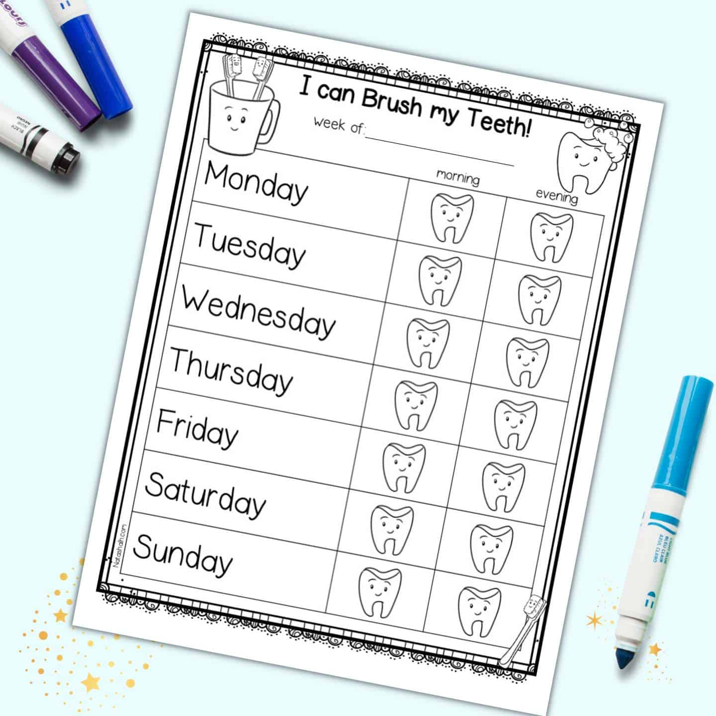 Free Printable Tooth Brushing Chart - The Artisan Life regarding Free Printable Brushing Teeth Worksheets