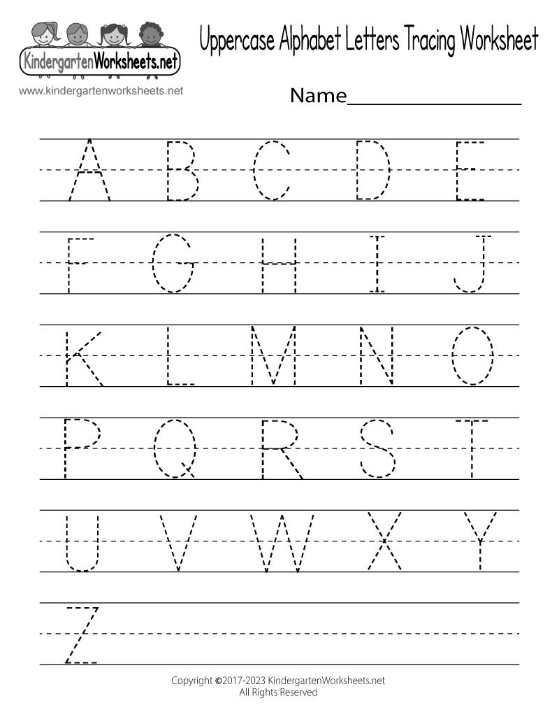 Free Printable Uppercase Alphabet Letters Tracing Worksheet inside Free Printable Writing Worksheets Kindergarten