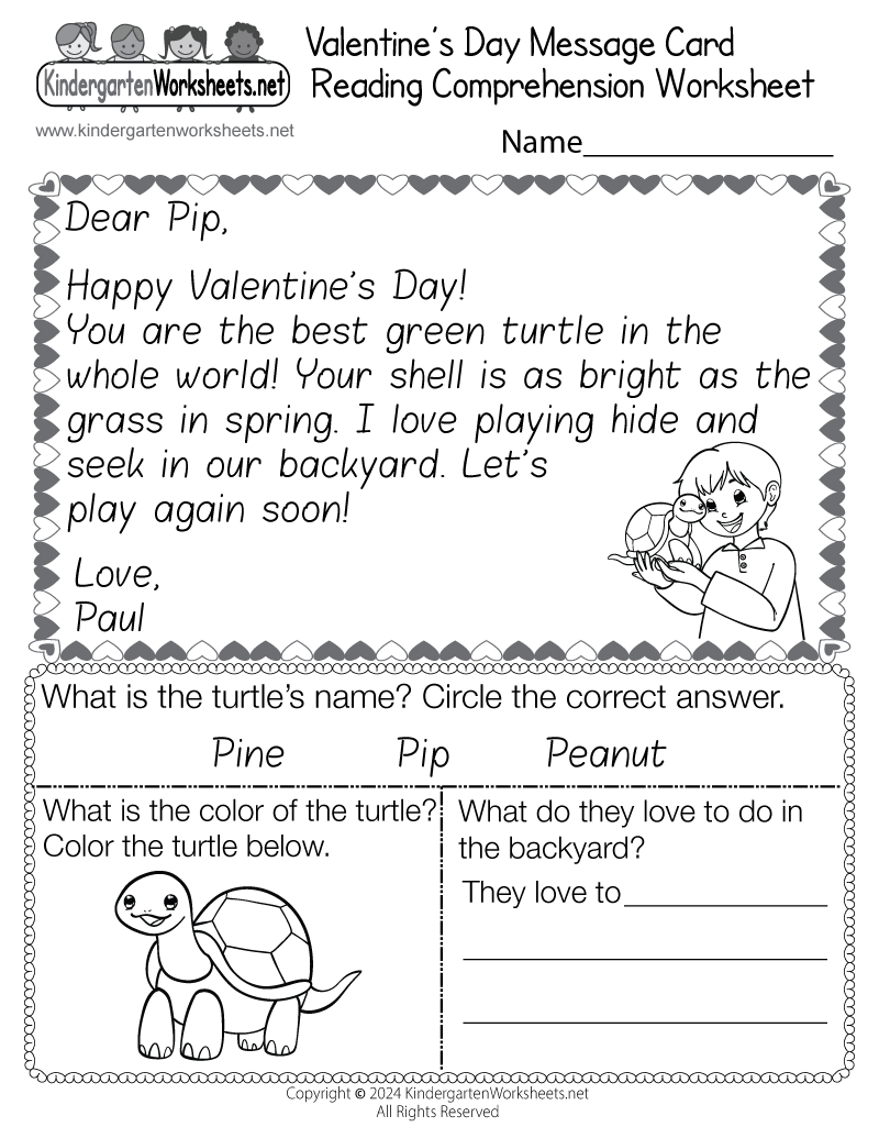 Free Printable Valentine&amp;#039;S Day Reading Comprehension Worksheet intended for Free Printable Valentine Day Reading Comprehension Worksheets