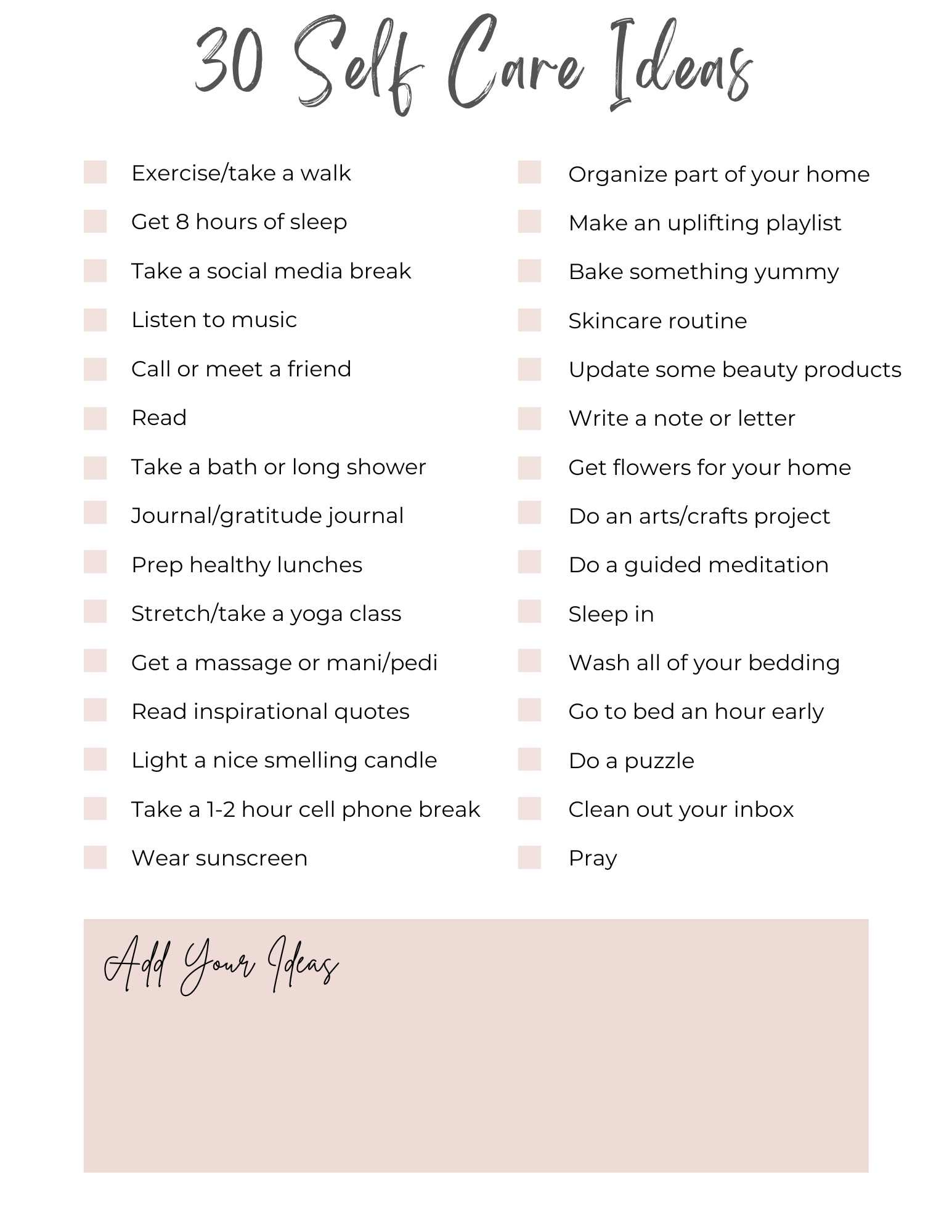 Free Printable Weekly Self-Care Checklist {Customizable} pertaining to Free Printable Self Care Worksheets