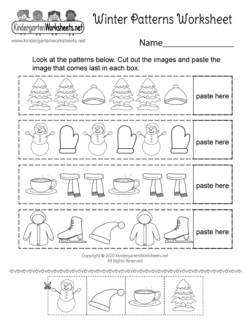 Free Printable Winter Patterns Worksheet throughout Winter Free Printable Worksheets