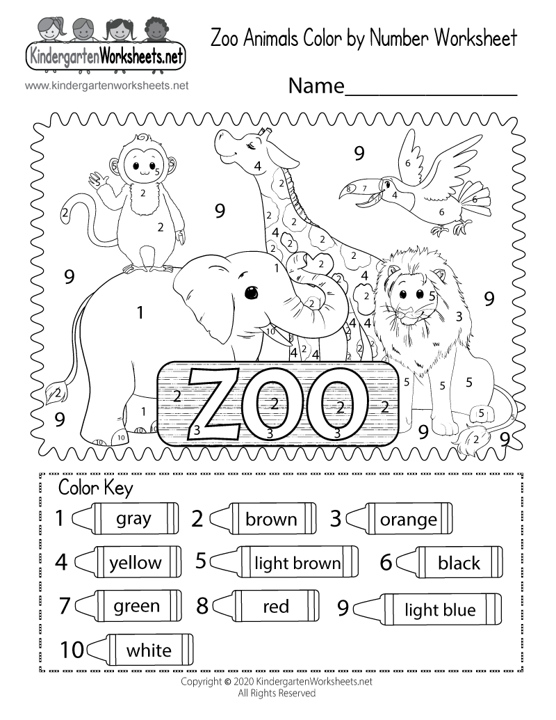Free Printable Zoo Animals Colornumber Worksheet pertaining to Free Printable Zoo Worksheets