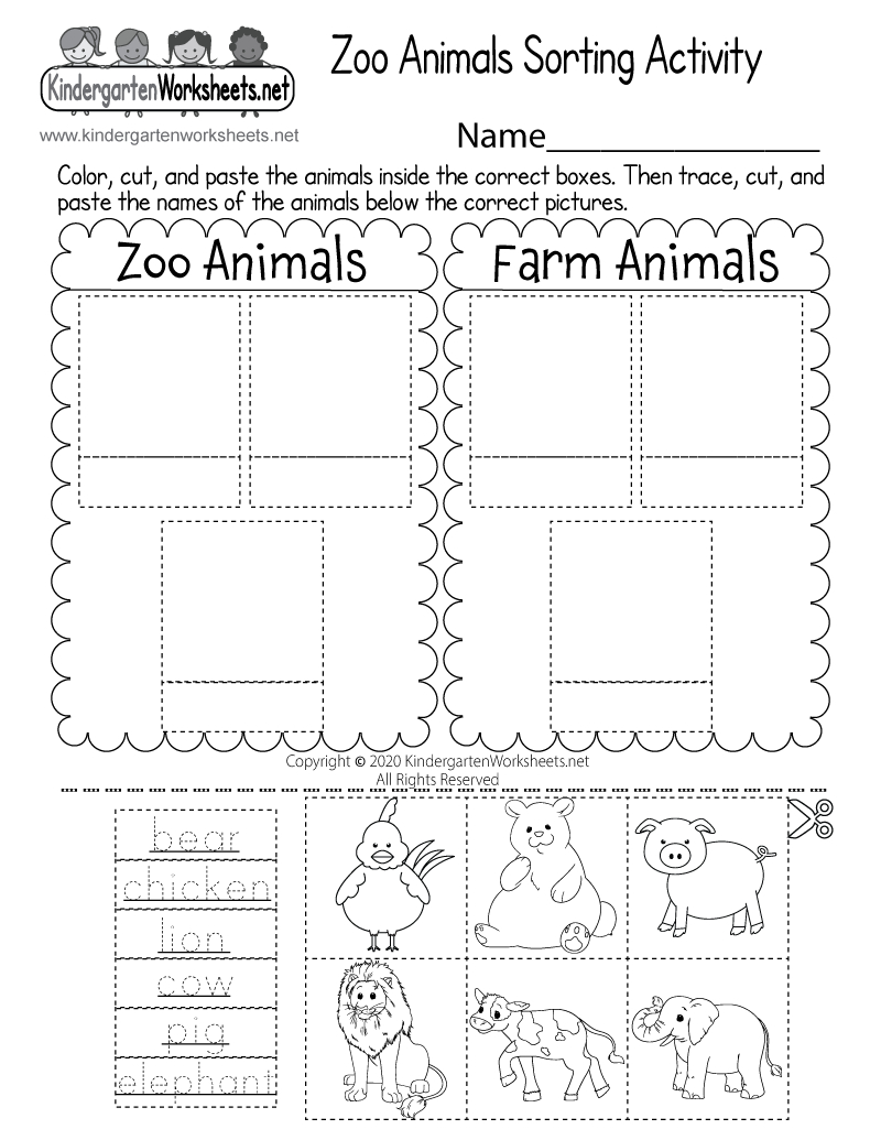Free Printable Zoo Animals Sorting Activity Worksheet intended for Free Printable Sorting Worksheets