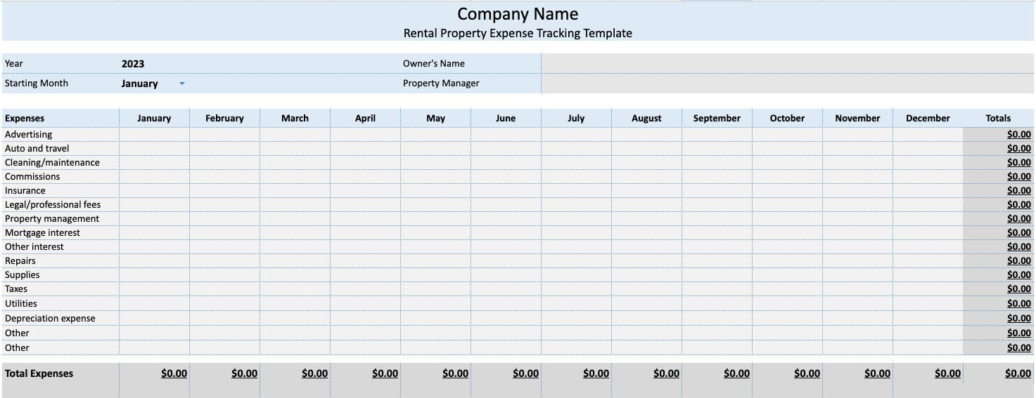 Free Rental Property Expenses Spreadsheet (+ An Alternative) within Free Printable Rental Income and Expense Worksheets
