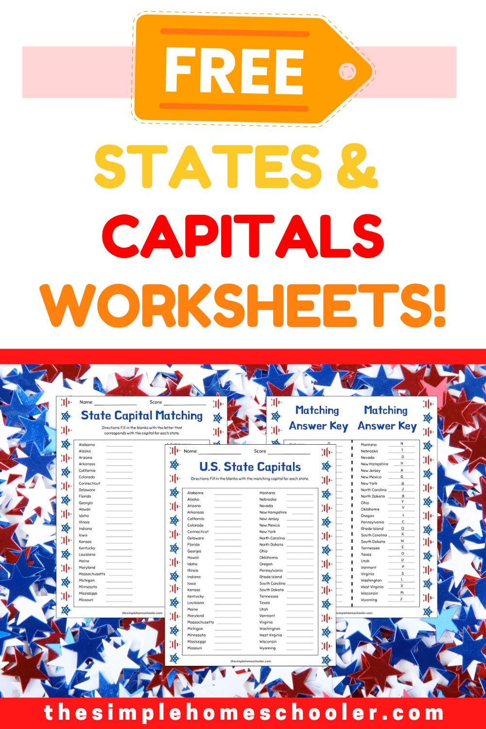 Free States &amp;amp; Capitals Worksheet Packet: Easy Print! - The Simple with Free Printable State And Capital Worksheets