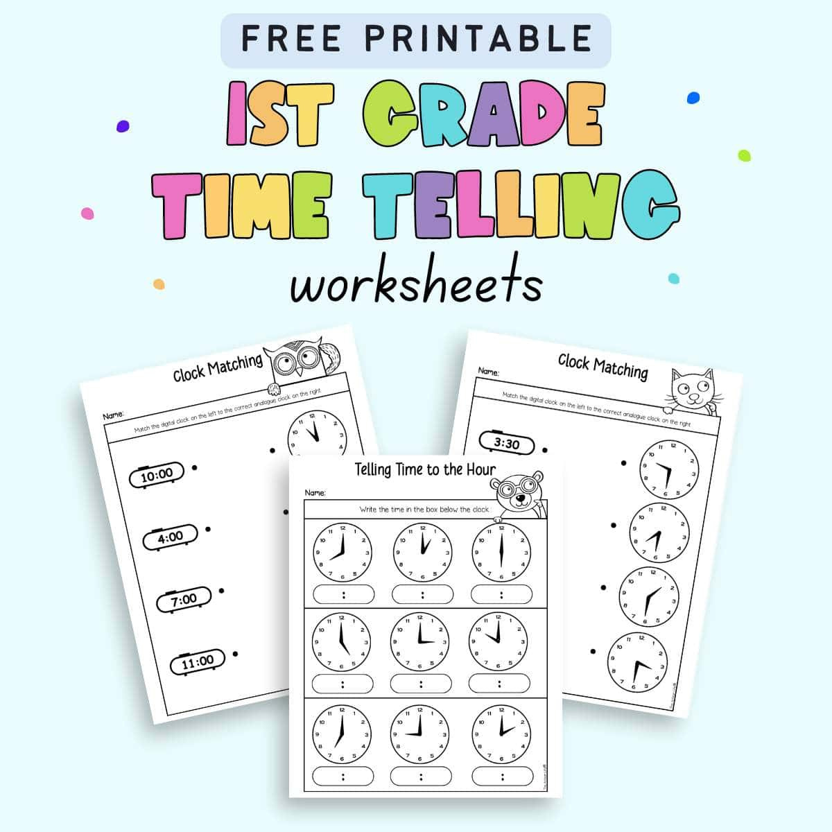 Free Telling Time First Grade Worksheets - The Artisan Life intended for Free Printable First Grade Worksheets