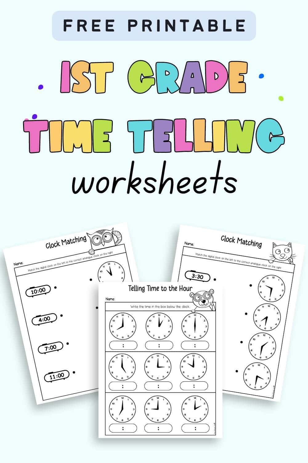 Free Telling Time First Grade Worksheets - The Artisan Life throughout Free Printable 1St Grade Worksheets
