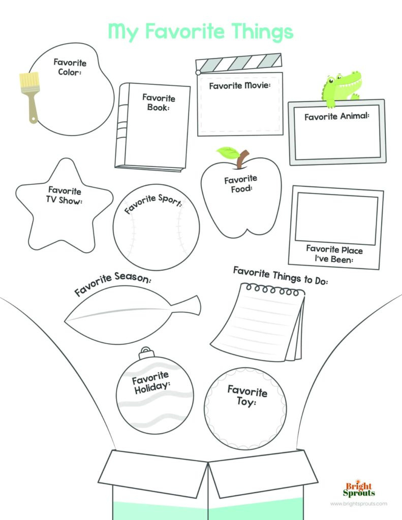 Fun Printable All About Me Worksheets (Free) for Free Printable My Favorite Things Worksheets