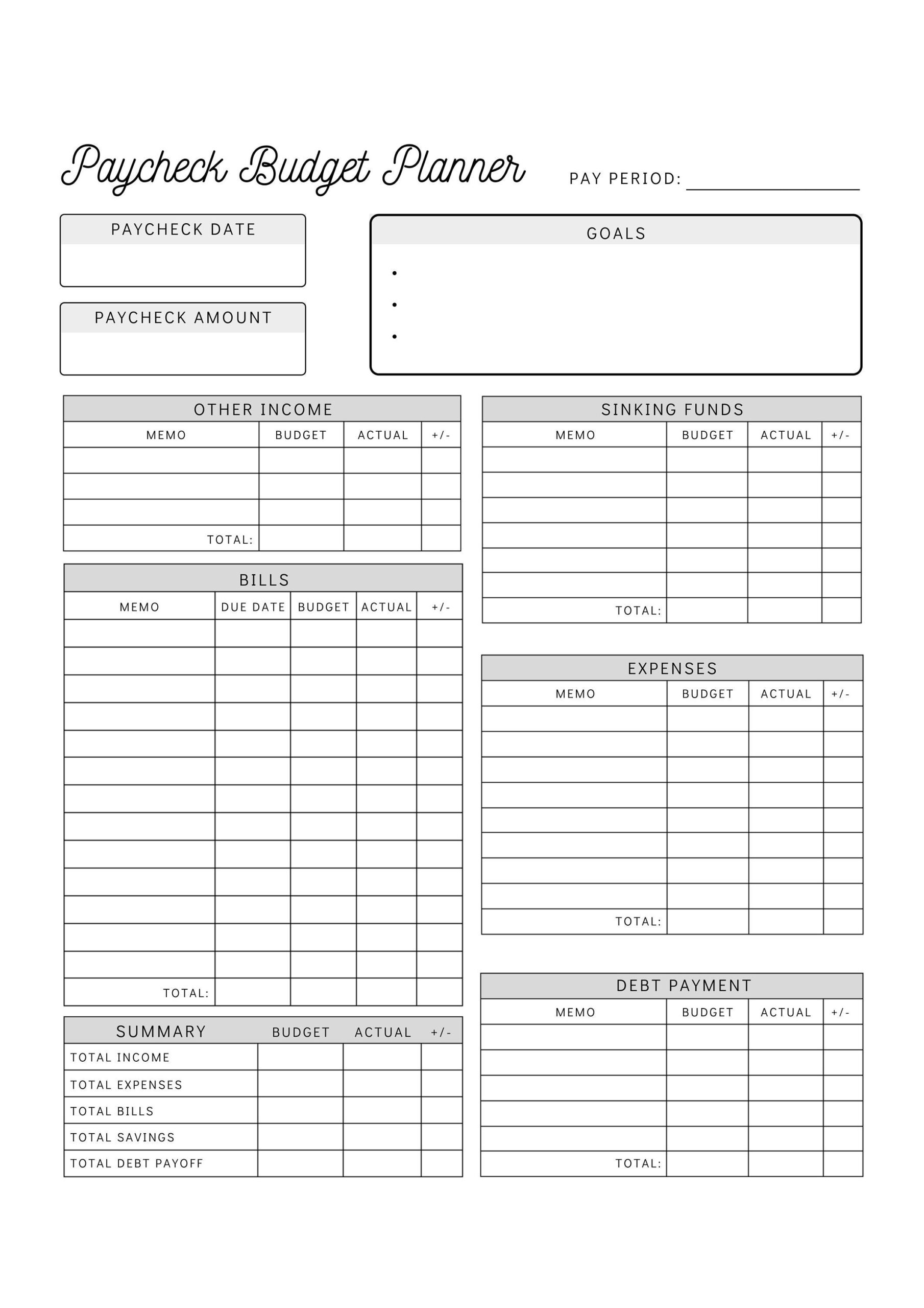 Gehaltsscheck Budget Planner Printable | Budgetpaycheck intended for Free Printable Paycheck Budget Worksheets