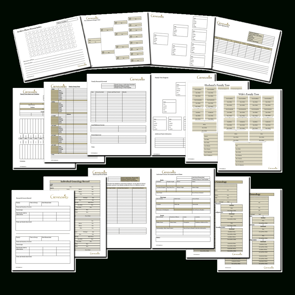 Genealogy Forms Bundle inside Free Printable Genealogy Forms Individual Worksheets