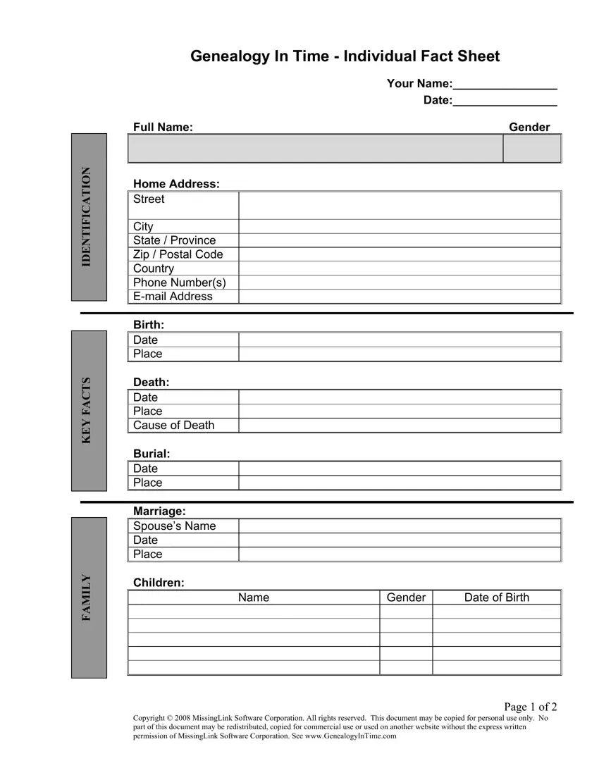 Genealogy Worksheet Individual ≡ Fill Out Printable Pdf Forms Online intended for Free Printable Genealogy Forms Individual Worksheets