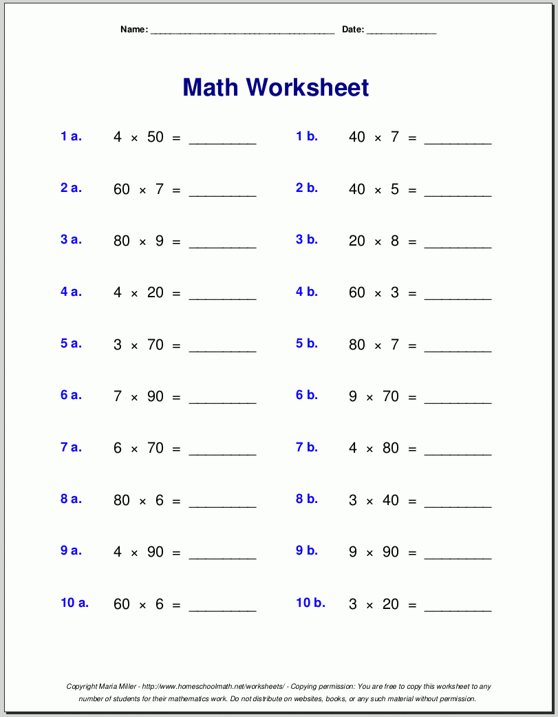 Grade 4 Multiplication Worksheets throughout Free Printable Worksheets For 4Th Graders