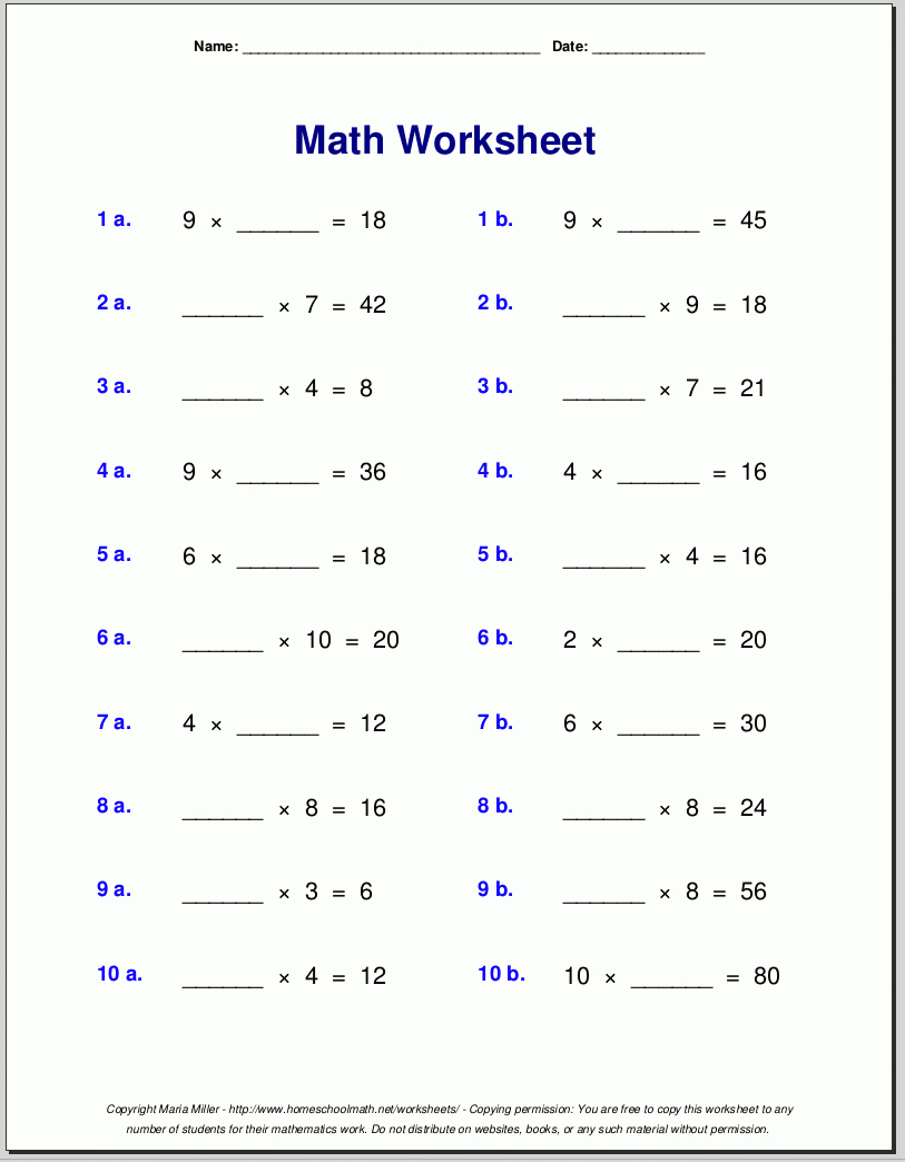 Grade 4 Multiplication Worksheets with regard to Free Printable 4Th Grade Worksheets