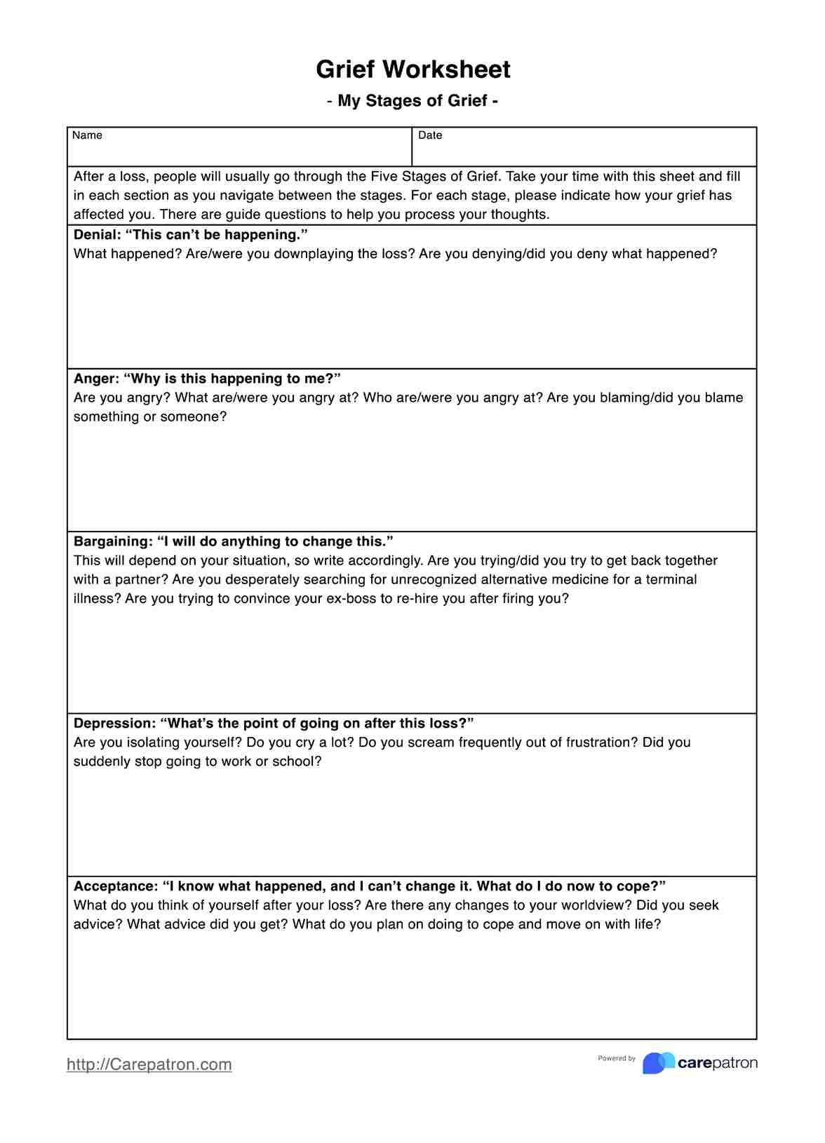 Grief Worksheets inside Free Printable Grief Worksheets