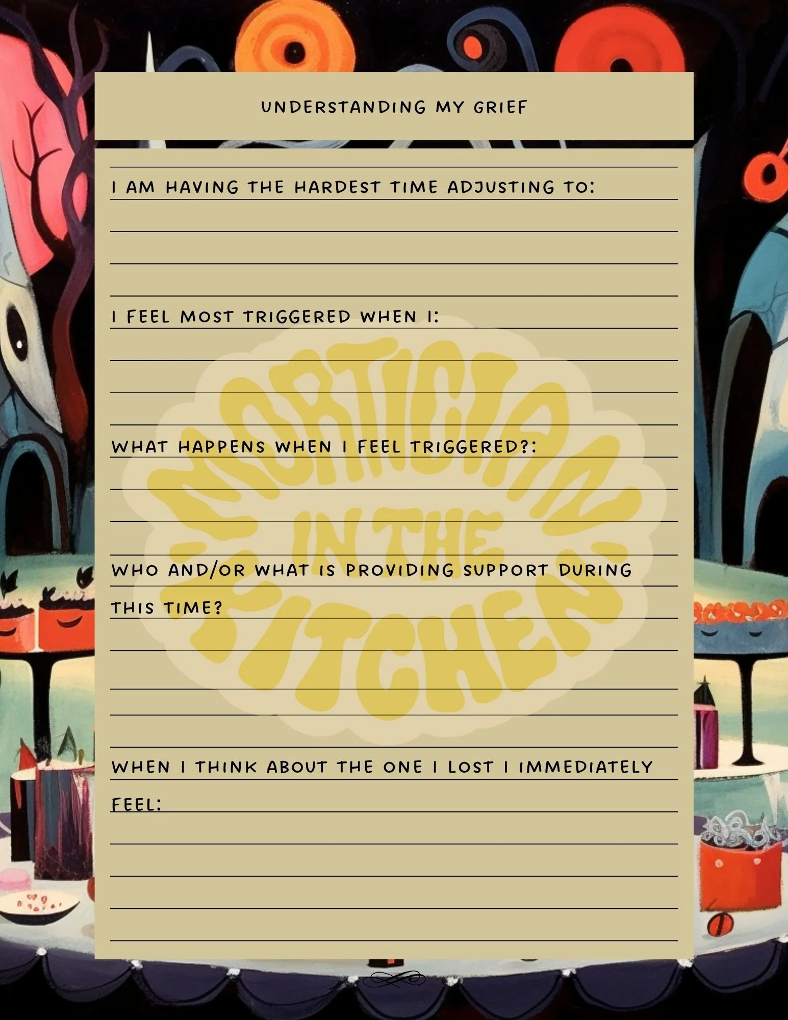 Grief Worksheets — Mortician In The Kitchen in Free Printable Grief Worksheets