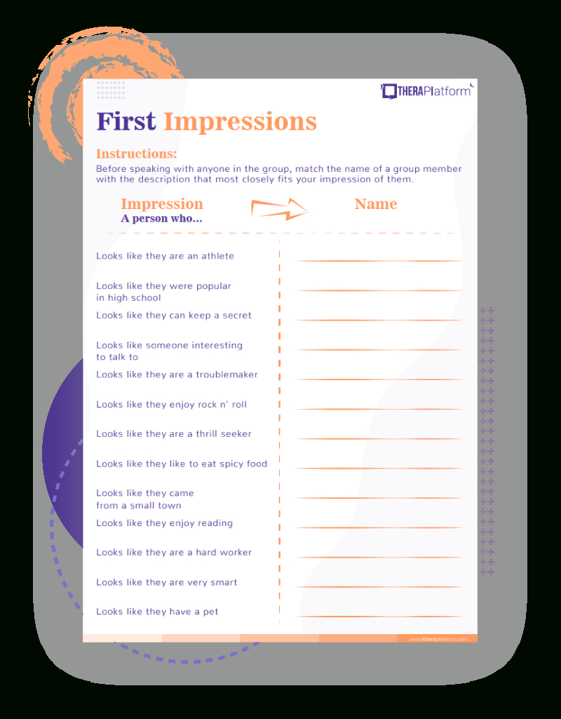 Group Therapy Worksheets within Free Printable Mental Health Group Activity Worksheets