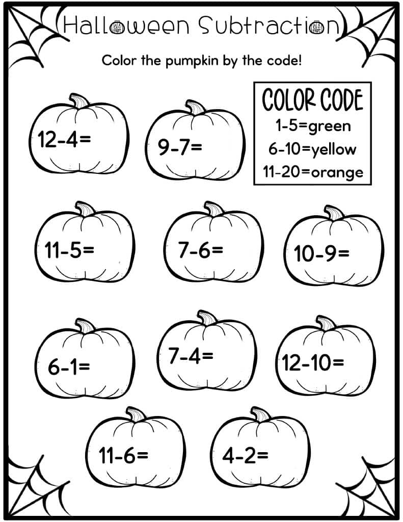 Halloween Addition And Subtraction Worksheets - Kids Activity Zone pertaining to Free Printable Halloween Math Worksheets