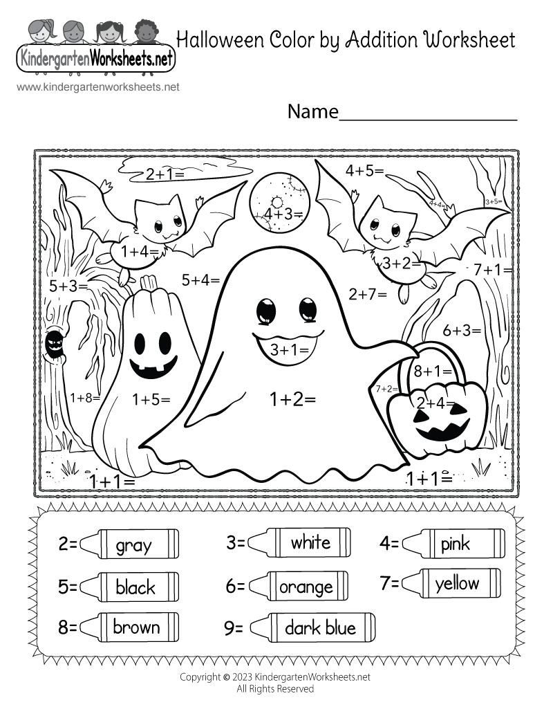 Halloween Coloraddition Worksheet - Free Printable, Digital, &amp;amp; Pdf within Halloween Printable Worksheets Free