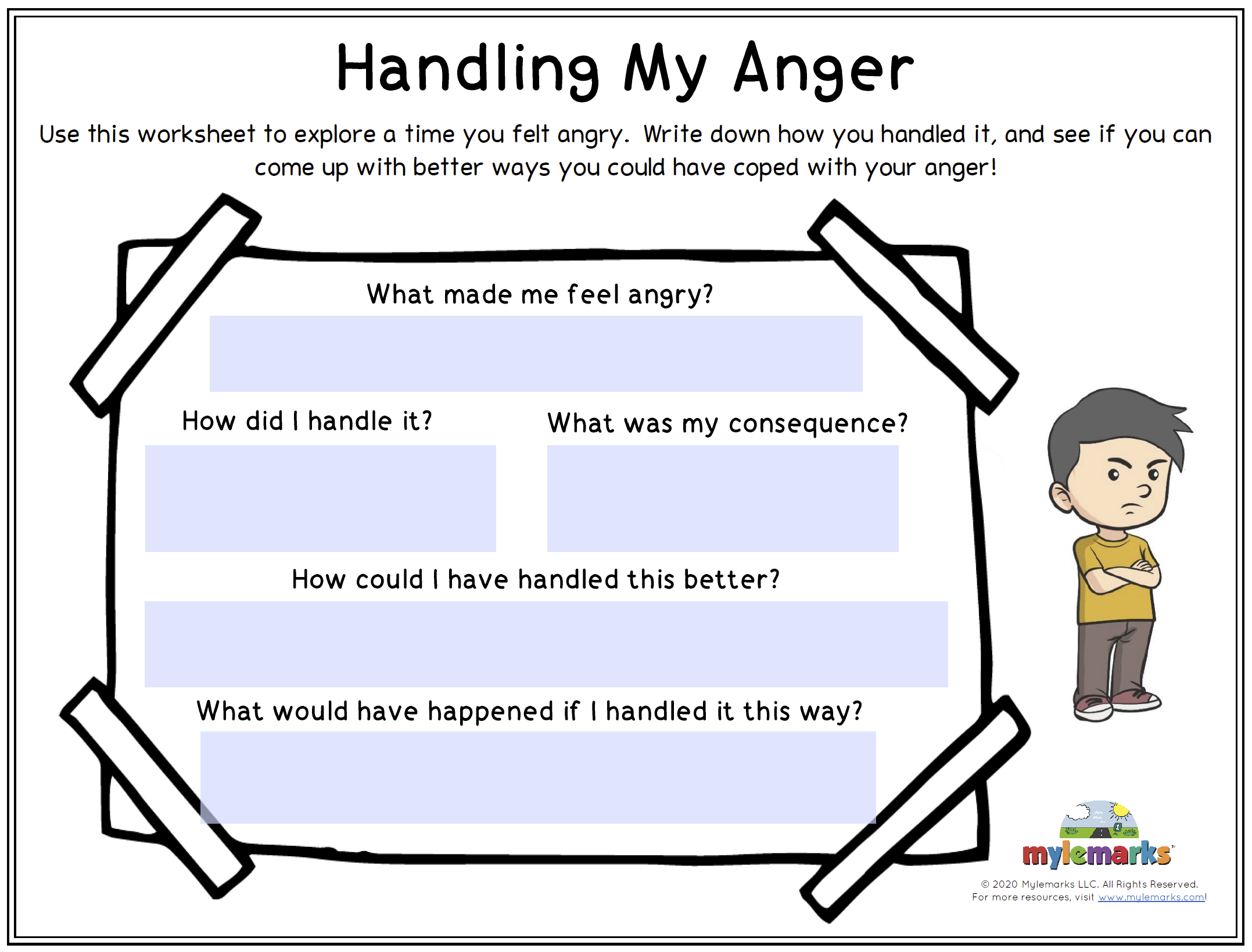 Handling My Anger [F] for Free Printable Anger Management Worksheets