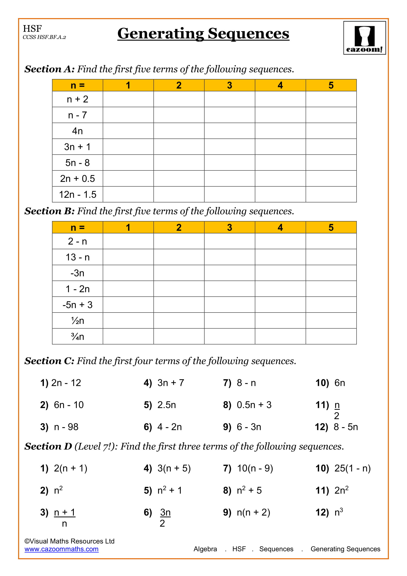 High School Math Worksheets | Math Worksheets Pdf | Cazoom Math inside Free Printable Worksheets For High School Students