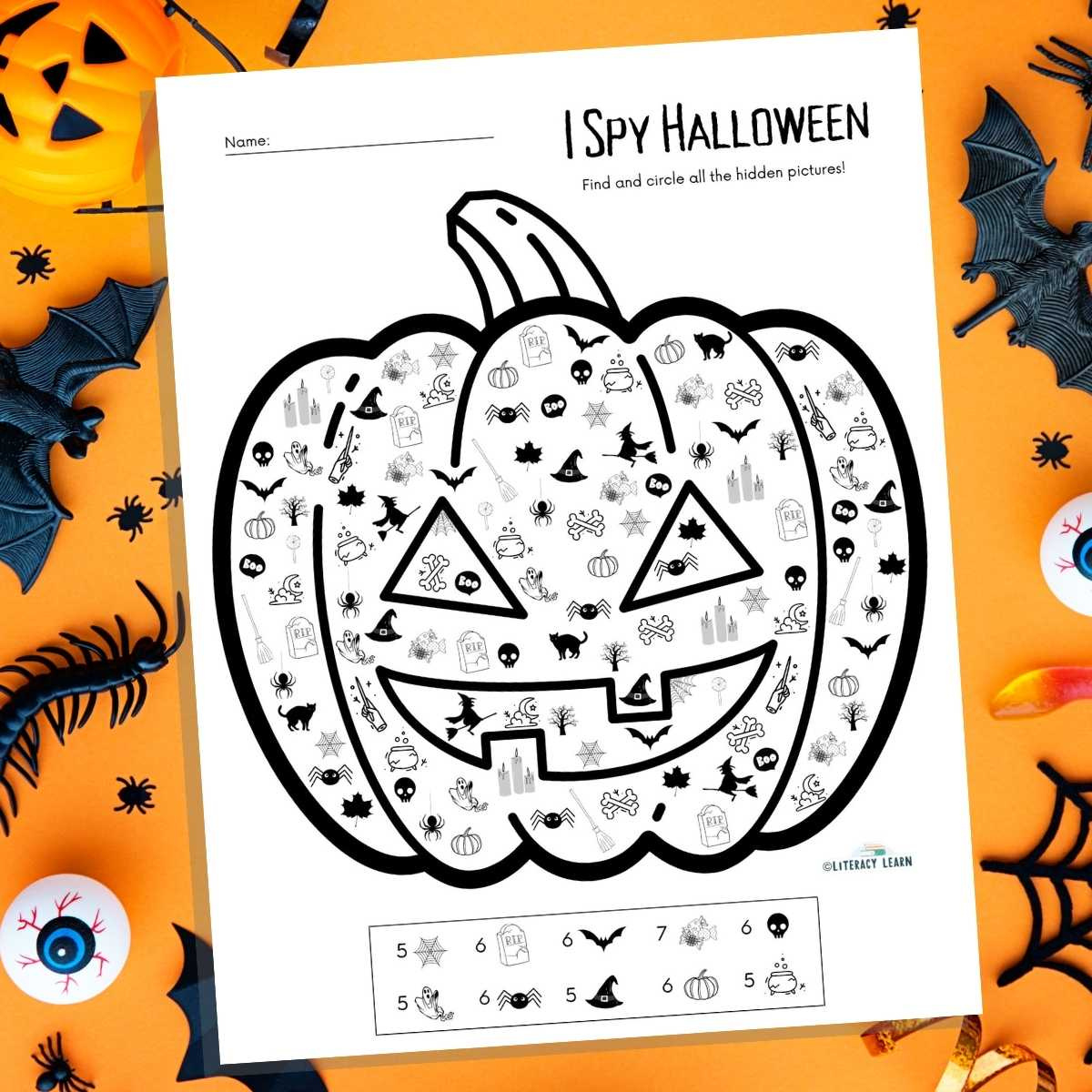 I Spy Halloween Activity Sheet - Free Printable! - Literacy Learn for Free Printable Worksheets Halloween