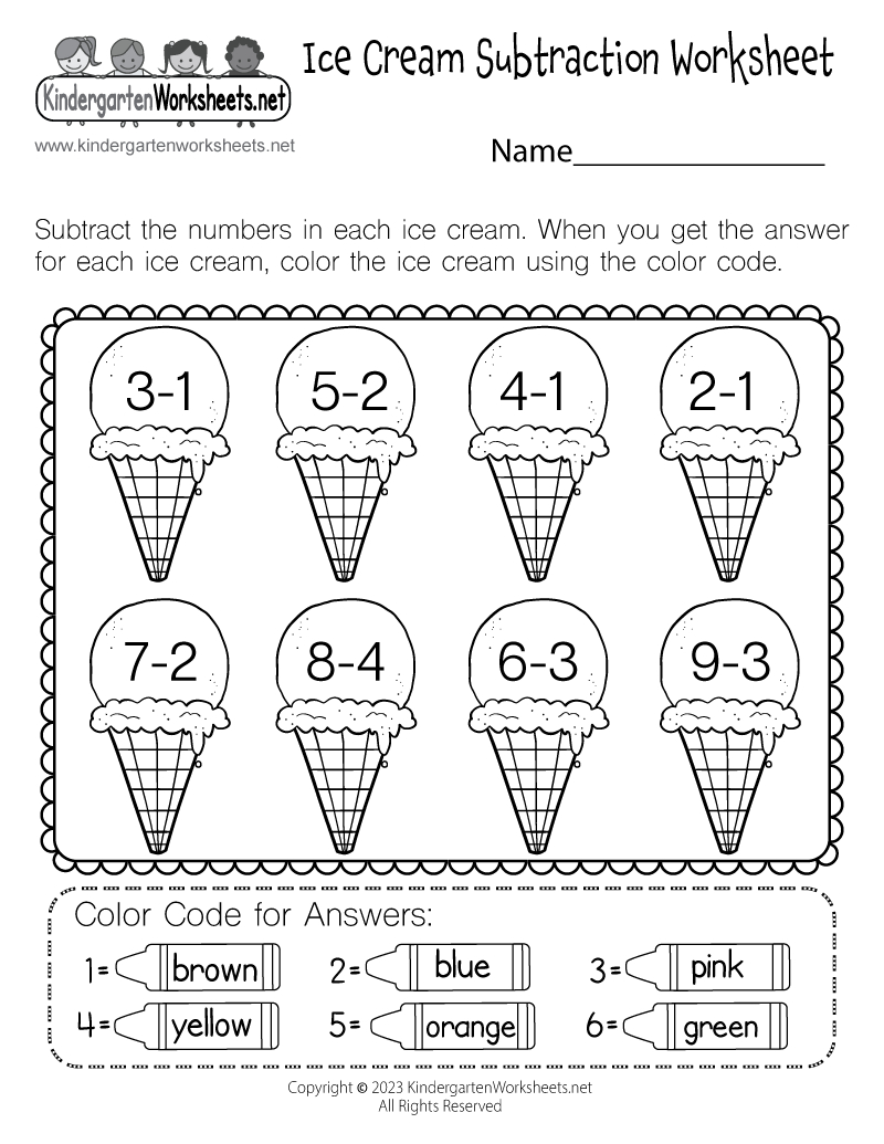 Ice Cream Subtraction Worksheet - Free Printable, Digital, &amp;amp; Pdf in Subtraction Worksheets Free Printable