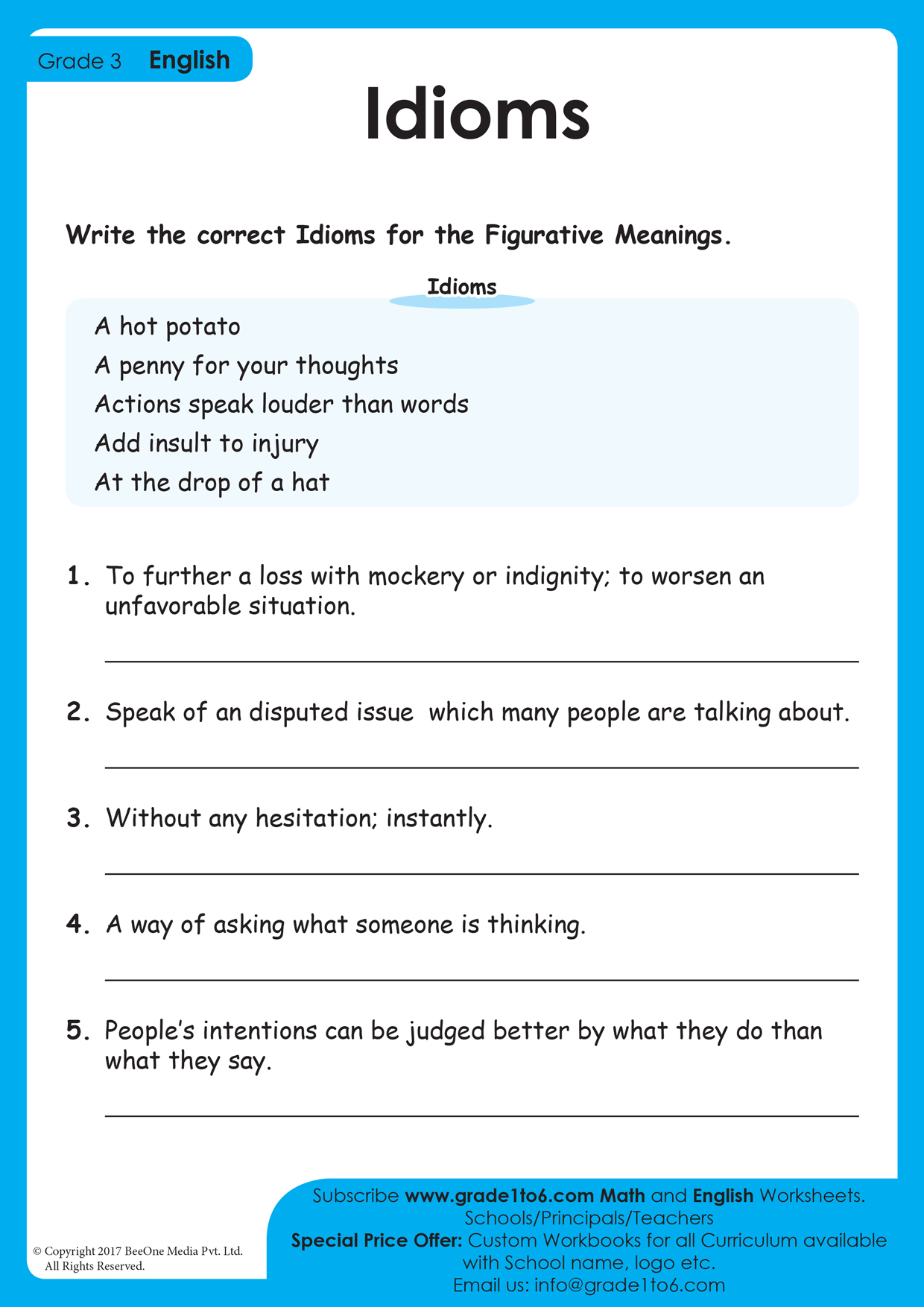 Idioms Worksheets - 15 Worksheets - Worksheets Library in Free Printable Idioms Worksheets