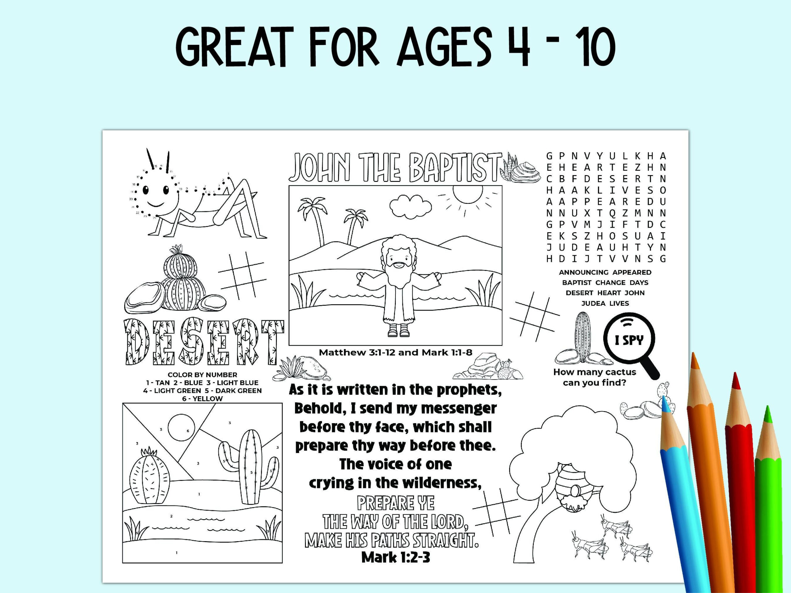 John The Baptist Activity Sheet, Children&amp;#039;S Church Activity, Bible intended for Free Printable John The Baptist Worksheets