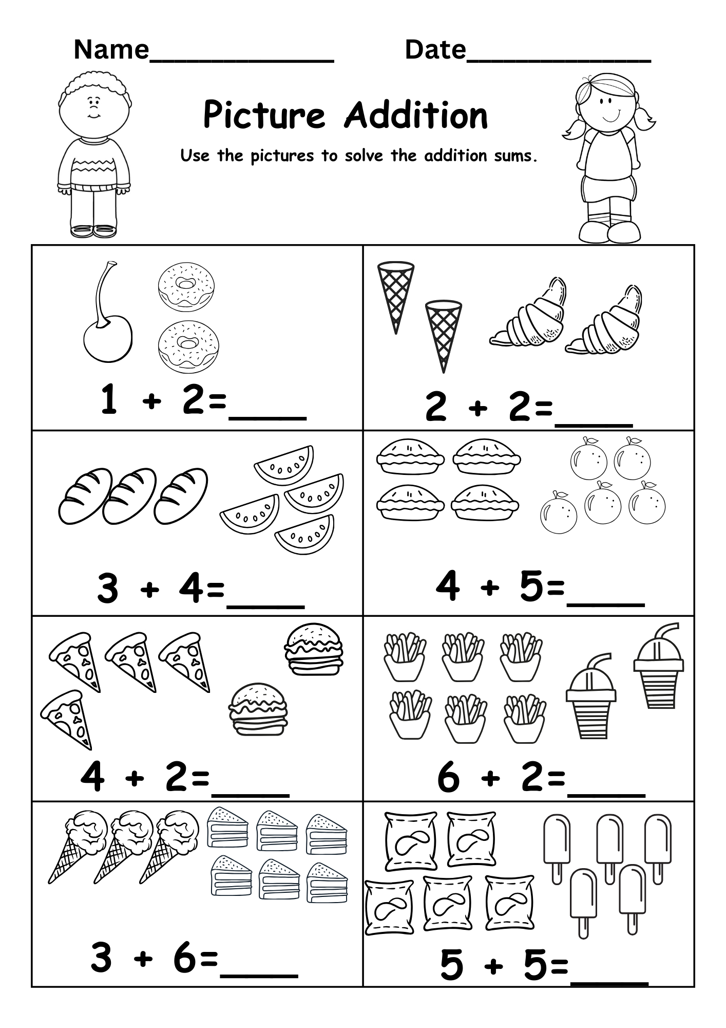 Kindergarten Addition Worksheet Free intended for Free Printable Kindergarten Addition Worksheets
