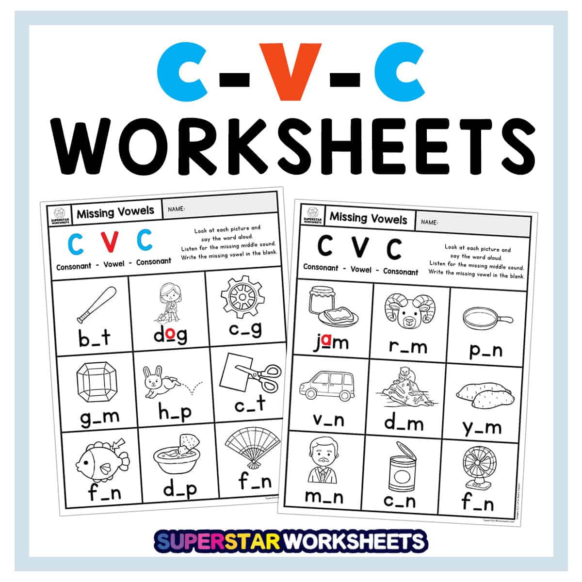 Kindergarten Cvc Worksheets - Superstar Worksheets with Cvc Worksheets Free Printable