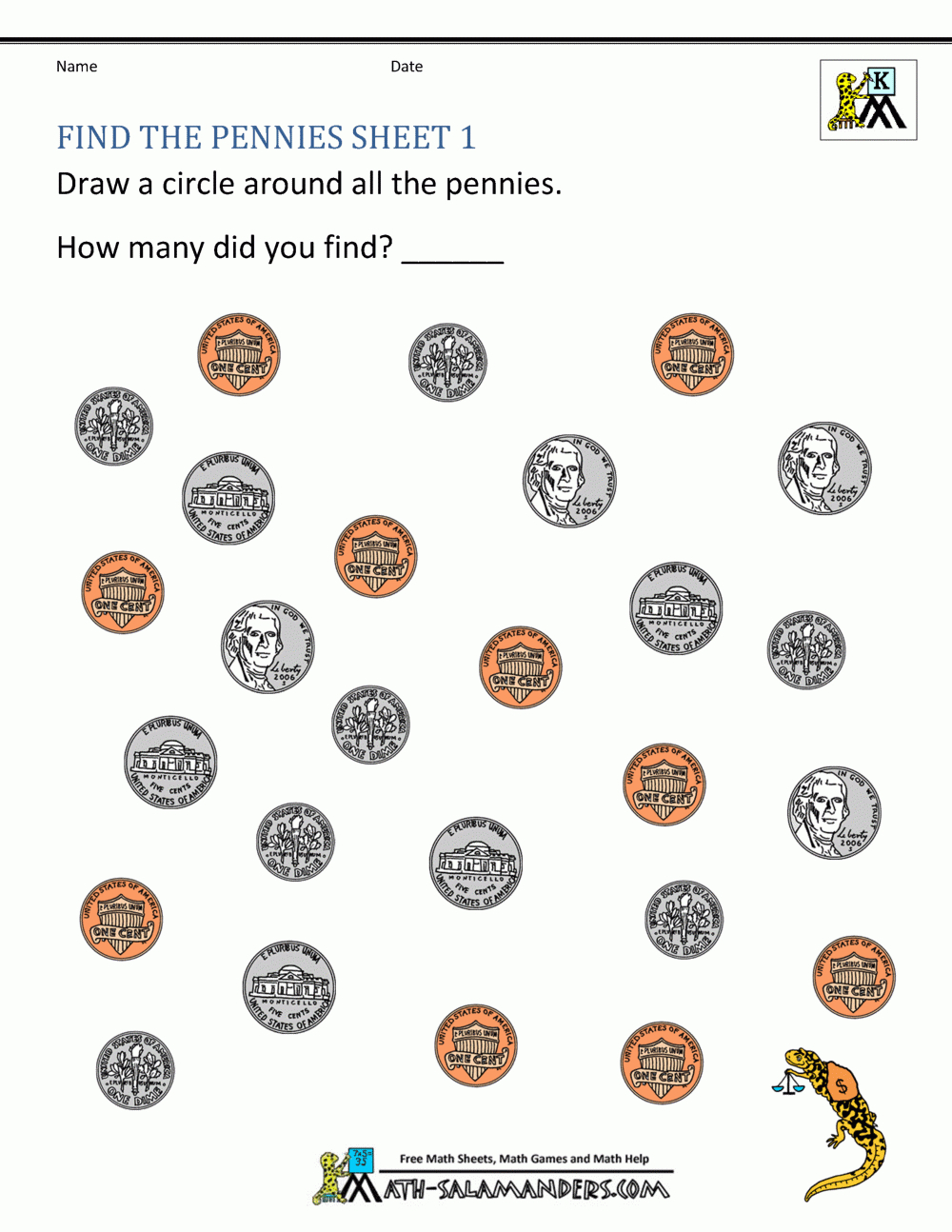Kindergarten Money Worksheets 1St Grade regarding Free Printable Coin Worksheets