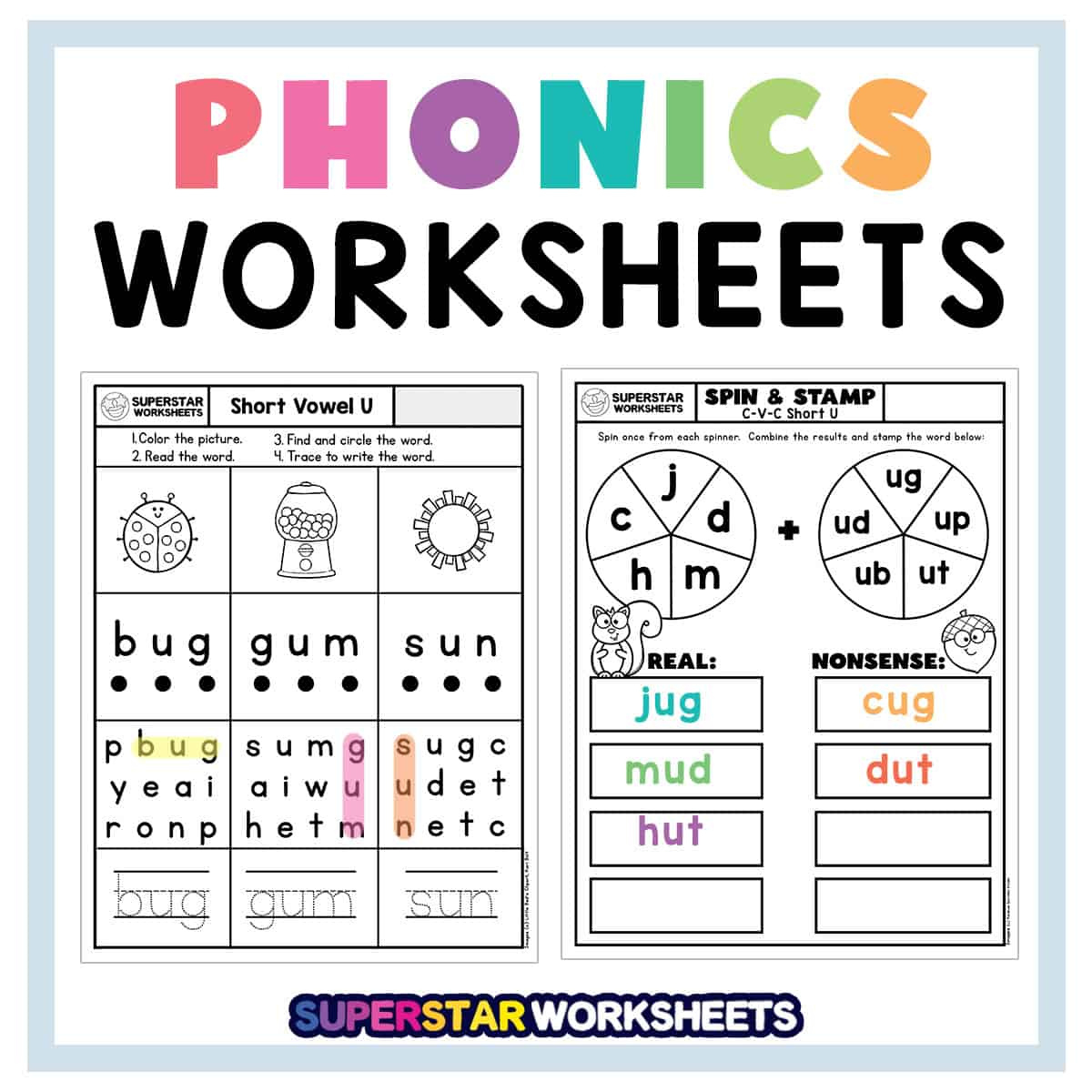Kindergarten Phonics Worksheets - Superstar Worksheets with regard to Kindergarten Worksheets Free Printable Phonics