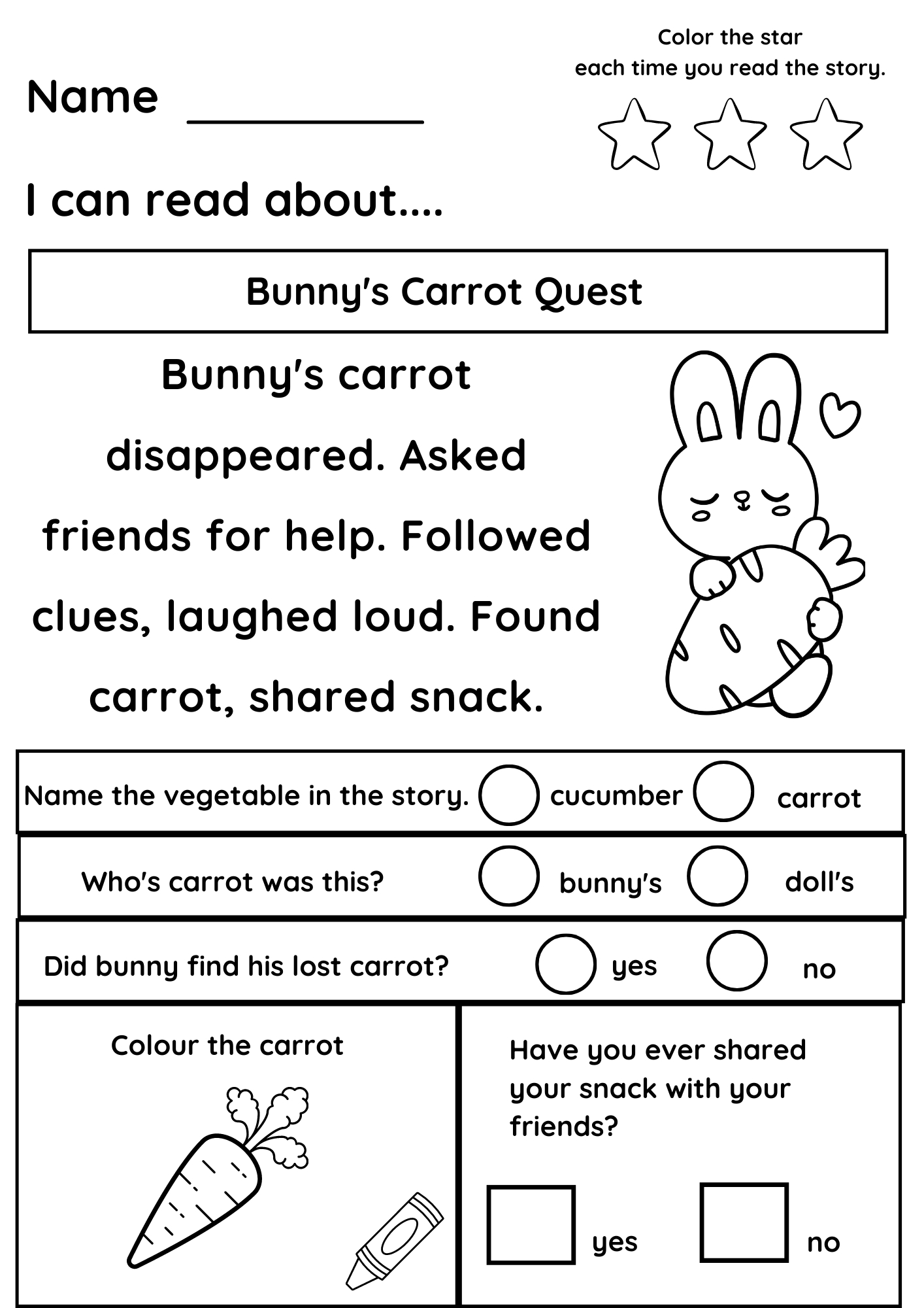 Kindergarten Reading Worksheets And Printables intended for Kindergarten Reading Worksheets Printable Free