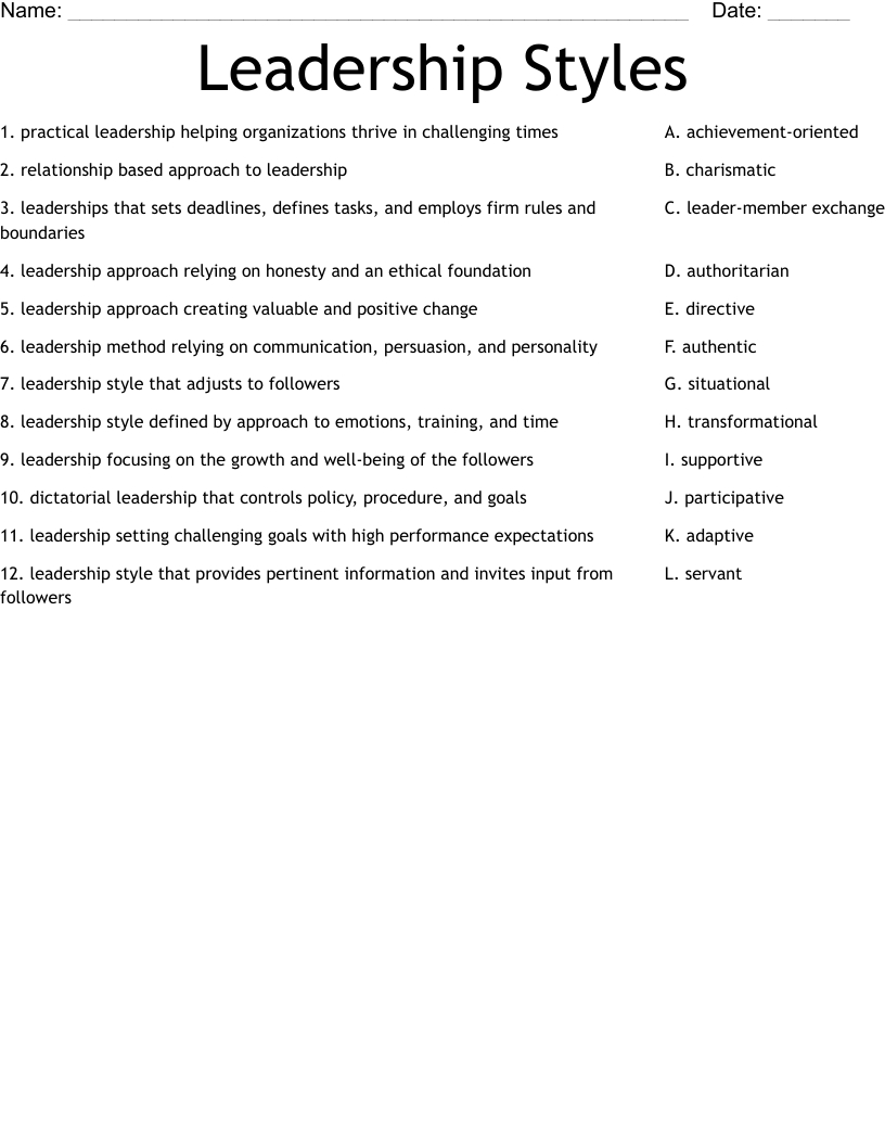 Leadership Styles Worksheet - Wordmint - Worksheets Library with regard to Free Printable Leadership Worksheets