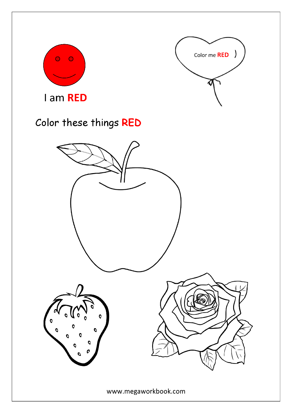 Learn Colors - Red Coloring Pages - Blue Coloring Pages - Yellow pertaining to Free Printable Color Red Worksheets