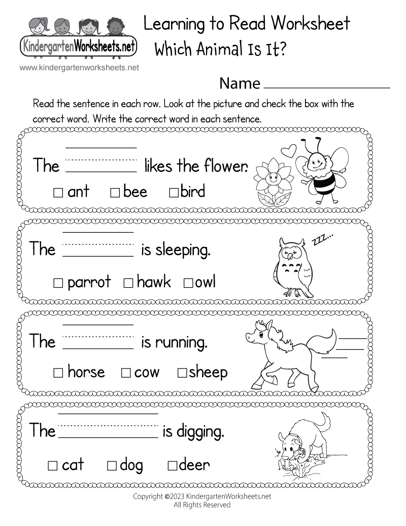Learning To Read Worksheet - Free Printable, Digital, &amp;amp; Pdf in Free Printable Educational Worksheets