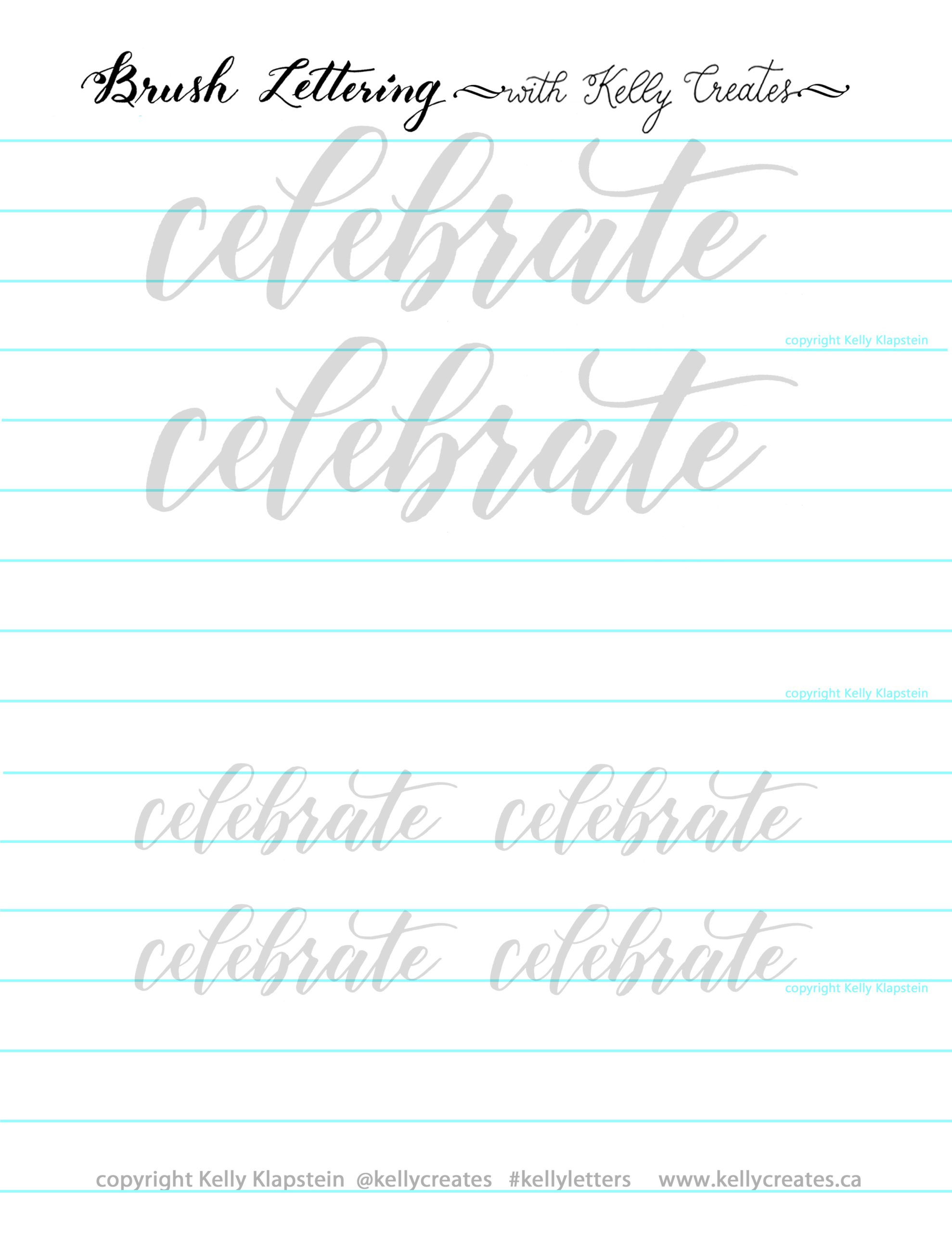 Let&amp;#039;S Celebrate With A Free Worksheet! – Kelly Creates regarding Free Printable Calligraphy Worksheets