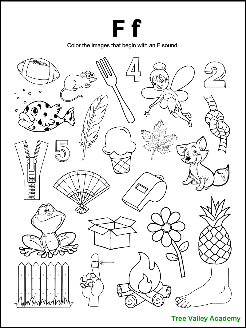 Letter F Sound Worksheets - Tree Valley Academy for Free Printable Letter F Worksheets