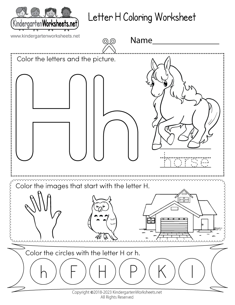Letter H Coloring Worksheet - Free Printable, Digital, & Pdf in Letter H Worksheets Free Printable