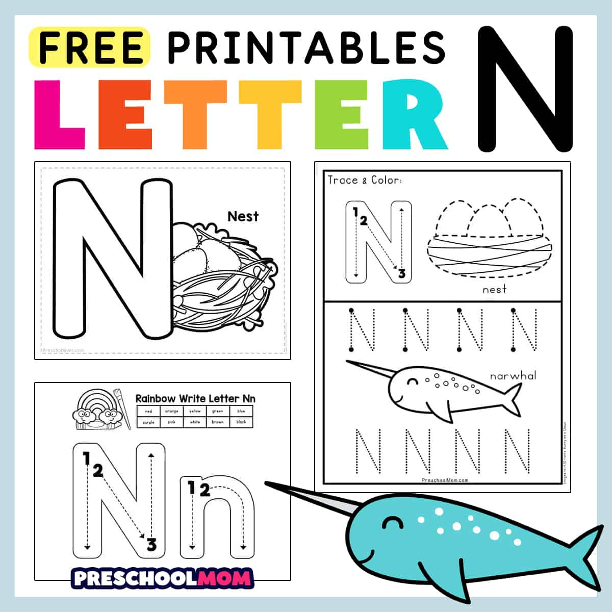 Letter N Preschool Printables - Preschool Mom with Free Printable Letter N Worksheets