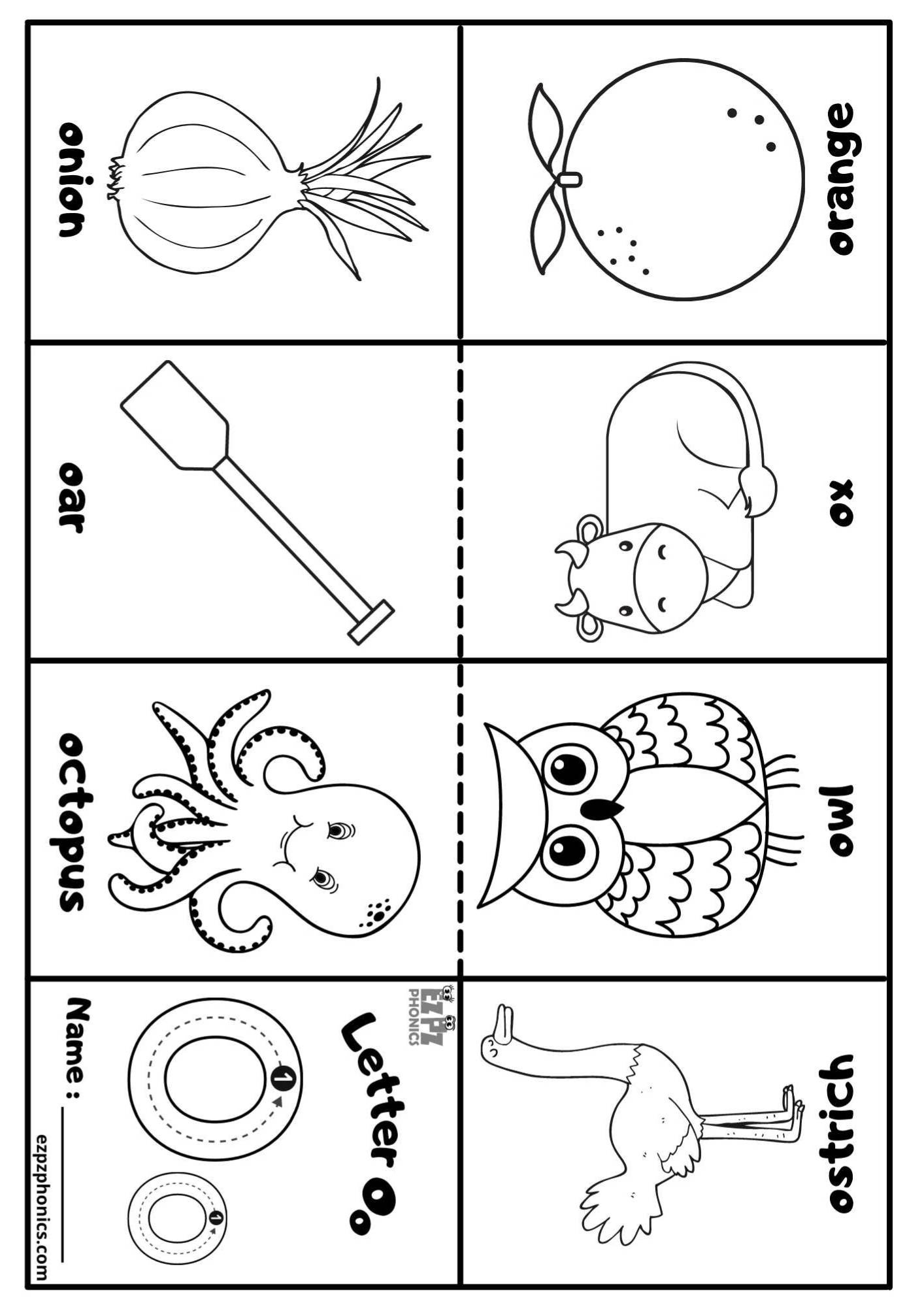 Letter O Mini Coloring Book Free Printable Pdf - Ezpzphonics pertaining to Free Printable Letter O Worksheets
