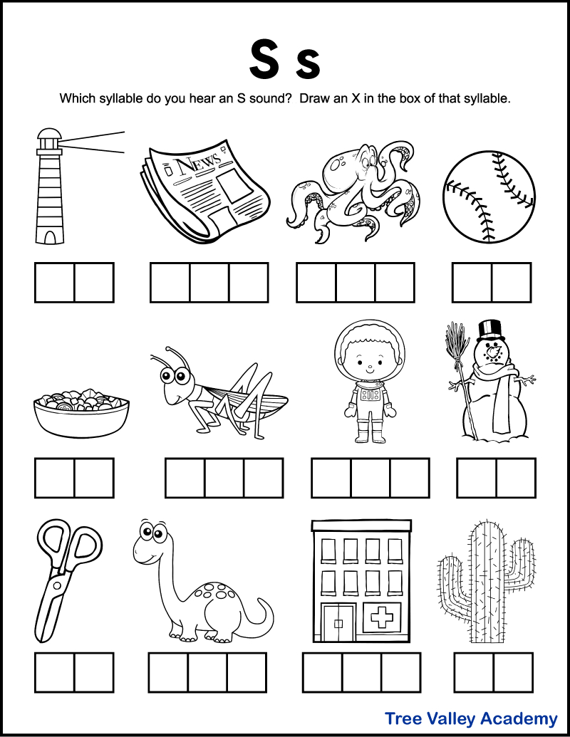 Letter S Sound Worksheets - Tree Valley Academy in Free Printable S Sound Worksheets