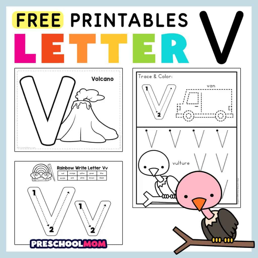 Letter V Preschool Printables - Preschool Mom intended for Letter V Worksheets Free Printable