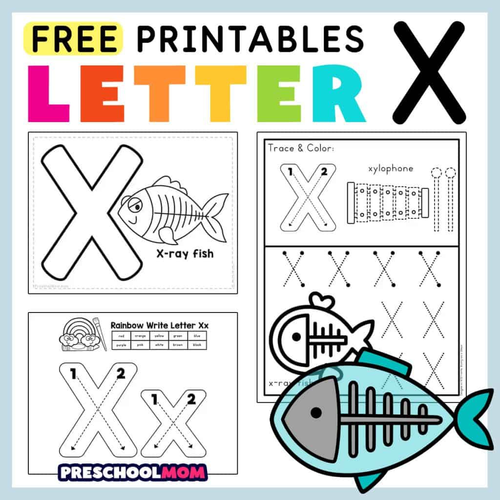 Letter X Preschool Printables - Preschool Mom for Free Printable Letter X Worksheets