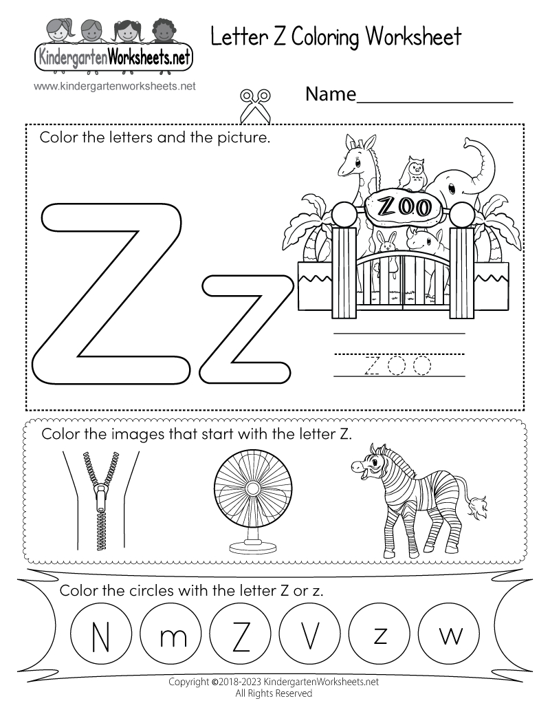 Letter Z Coloring Worksheet - Free Printable, Digital, & Pdf with regard to Free Printable Letter Z Worksheets For Kindergarten