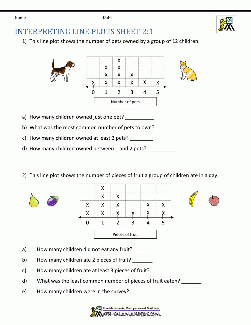 Line Plots 2Nd Grade Worksheets with Free Printable Line Plot Worksheets
