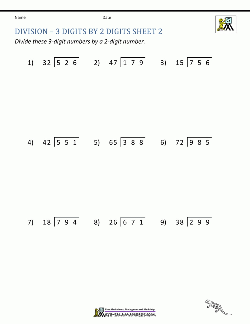 Long Division Worksheets For 5Th Grade intended for Free Printable Long Division Worksheets