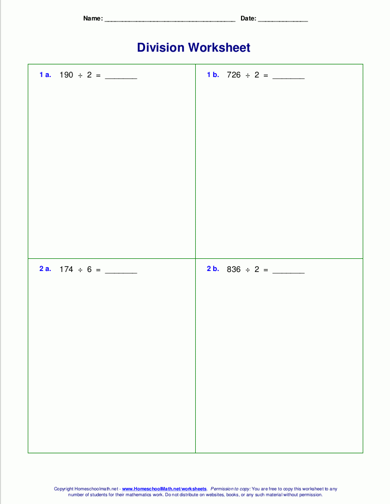 Long Division Worksheets For Grades 4-6 intended for Free Printable Long Division Worksheets